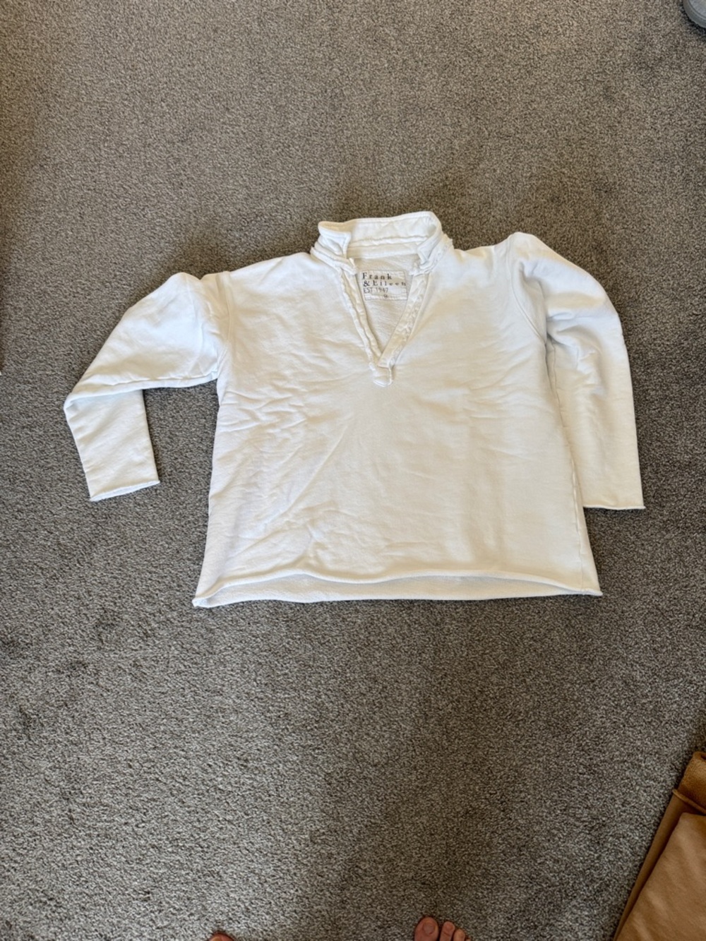 Frank & Eileen White Long-Sleeve V-Neck Top